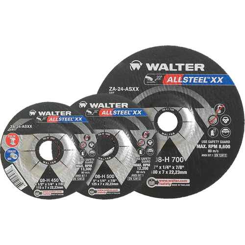 Meules &agrave; moyeu d&eacute;port&eacute; ALLSTEEL Xtra, 9" x 1/4", Arbre 7/8", Type 27 Les Fournitures Industrielles Méga