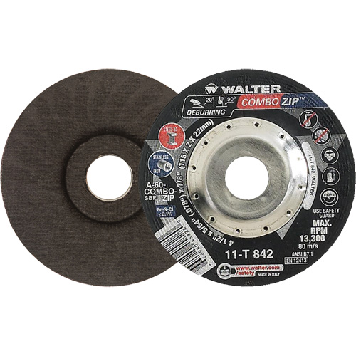 Meules &agrave; tronçonner renforc&eacute;es pour meuleuse &agrave; angle droit - Combo Zip, 4-1/2" x 5/64", Arbre de 7/8", Type 27 Les Fournitures Industrielles Méga