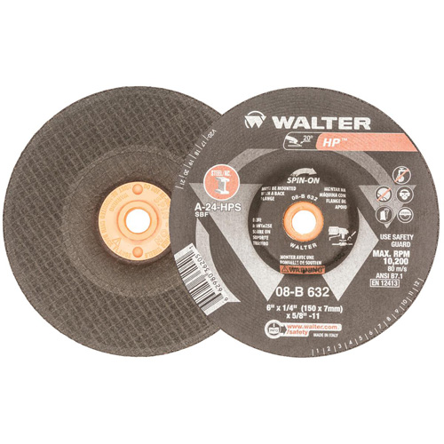 Disque de meulage et tronçonnage HP, 6" x 1/8", Arbre 5/8"-11, Oxyde d'aluminium, Type 27 Les Fournitures Industrielles Méga