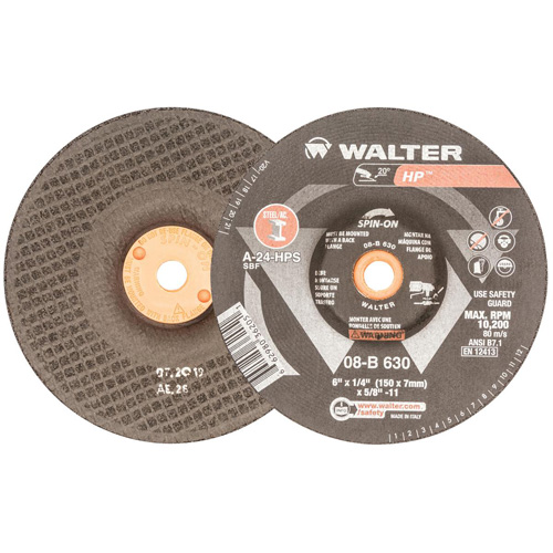 HP Grinding and Cutting Wheel, 6" x 1/4", 5/8"-11 Arbor, Aluminum Oxide, Type 27 Les Fournitures Industrielles Méga