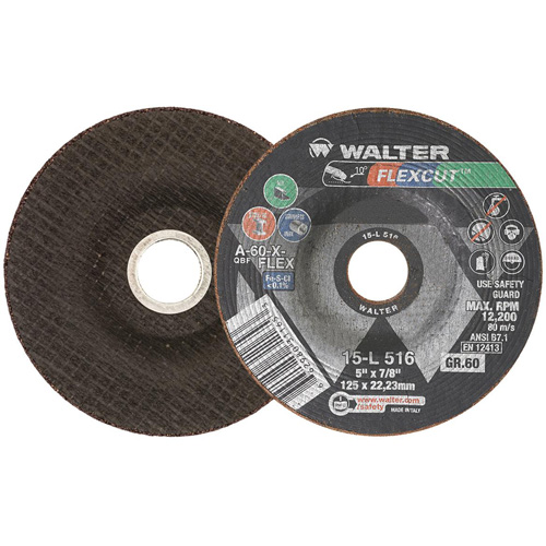 Meule FLEXCUT, 5", 60 Grain, Oxyde d'aluminium, 7/8", 12 200 Tr/min, Type 29 Les Fournitures Industrielles Méga