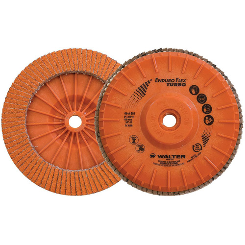 Disque &agrave; lamelles Turbo Enduro-Flex, 6" x 5/8"-11, Type 27S, Grain 36/60, C&eacute;ramique Les Fournitures Industrielles Méga