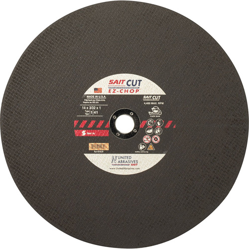 Chop Saw Wheel, 12" x 0.093"/3/32", 1" Arbor, Type 1, Aluminum Oxide, 5100 RPM Les Fournitures Industrielles Méga