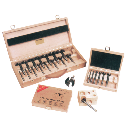 Super Forstner Bit Kits in a Wooden Box, 7 Pieces, Steel Les Fournitures Industrielles Méga