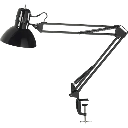 Swing Arm Clamp-On Desk Lamps, 100 W, Incandescent, C-Clamp, Black Les Fournitures Industrielles Méga