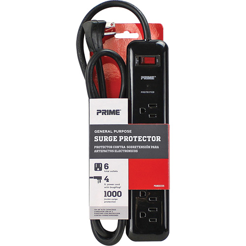 Surge Protector, 6 Outlets, 1000 J, 1875, 4' Cord Les Fournitures Industrielles Méga
