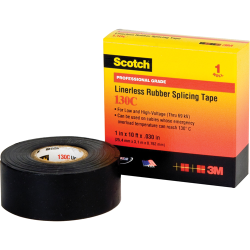 Rubans isolants en caoutchouc sans doublure Scotch 130C, 25,4 mm (1") x 9,14 m (30'), Noir Les Fournitures Industrielles Méga