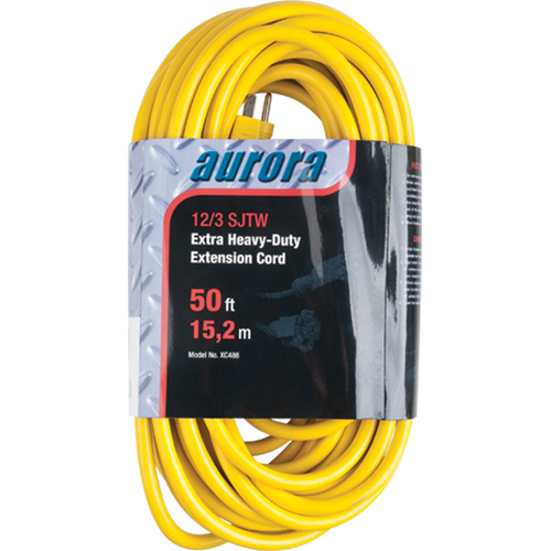 Vinyl Extension Cord, Outdoor, SJTW, 12/3 AWG, 15 A, 50' Les Fournitures Industrielles Méga