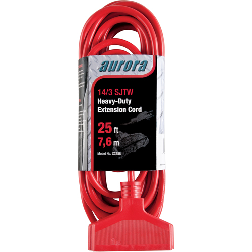 Vinyl Extension Cord, Outdoor, SJTW, 14/3 AWG, 15 A, 3 Outlet(s), 25' Les Fournitures Industrielles Méga