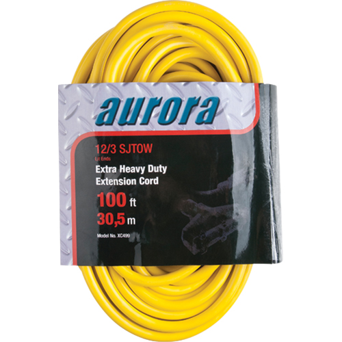 Cordon rallonge en vinyle avec indicateur lumineux, Ext&eacute;rieur, SJTOW, AWG 12/3, 15 A, 3 prise(s), 100' Les Fournitures Industrielles Méga