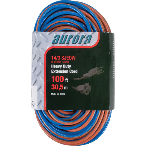 TPE-Rubber Extension Cord With Light Indicator, All-Weather, SJEOW, 14/3 AWG, 13 A, 100' Les Fournitures Industrielles Méga