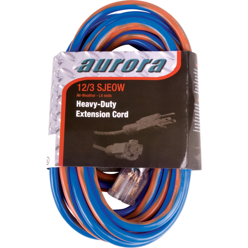 TPE-Rubber Extension Cord With Light Indicator, All-Weather, SJEOW, 12/3 AWG, 15 A, 50' Les Fournitures Industrielles Méga