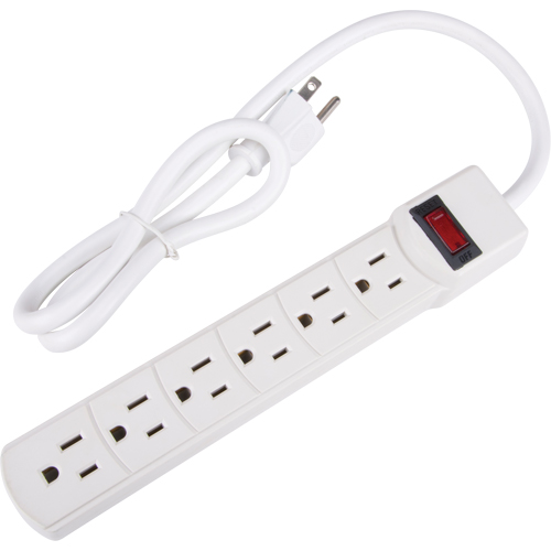 Surge Suppressor, 6 Outlets, 200 J, 1875 W, 3' Cord Les Fournitures Industrielles Méga