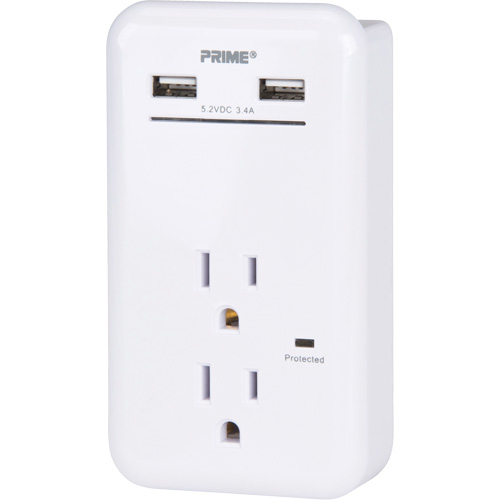 Prime&reg; USB Charger with Surge Protector Les Fournitures Industrielles Méga