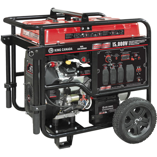 G&eacute;n&eacute;ratrice &agrave; essence &agrave; deux cylindres en V, 15 000 W de surtension, 12 500 W nominale, 120 V/240 V, R&eacute;servoir de 40 L Les Fournitures Industrielles Méga