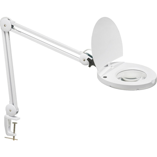 LED Magnifier with A-Bracket, 3 Diopter, LED Light, 47" Arm, C-Clamp, White Les Fournitures Industrielles Méga