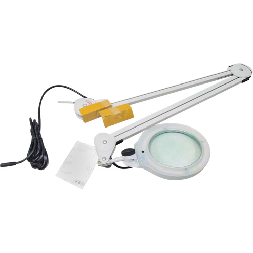 Lampe grossissante, Dioptrie 3, Ampoule DEL, Bras de 45", Pinces serre-joints, Gris Les Fournitures Industrielles Méga
