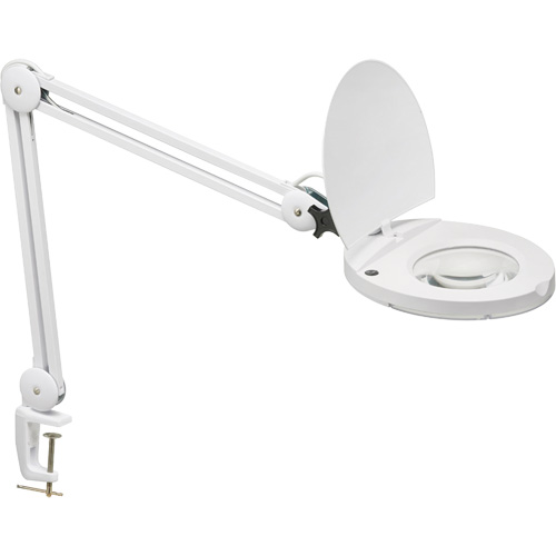 Lampe loupe ajustable, Dioptrie 5, Ampoule DEL, Bras de 47", Pinces serre-joints, Blanc Les Fournitures Industrielles Méga