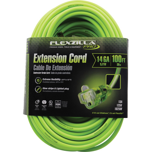 Cordon rallonge industriel Flexzilla Pro, Toutes saisons, SJTW, AWG 14/3, 15 A, 100' Les Fournitures Industrielles Méga
