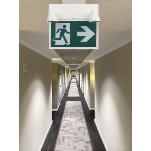 Enseigne d'homme qui court avec &eacute;clairage de s&eacute;curit&eacute;, DEL, &agrave; piles/&agrave; raccordement fixe, 12-1/10" lo x 11" la, Pictogramme Les Fournitures Industrielles Méga