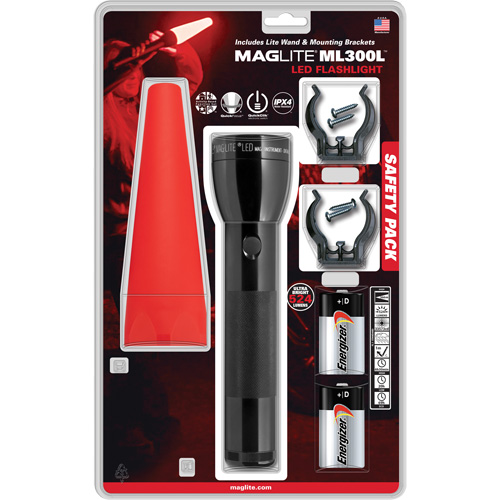 Safety Flashlight Pack, LED, 487 Lumens, D Batteries Les Fournitures Industrielles Méga