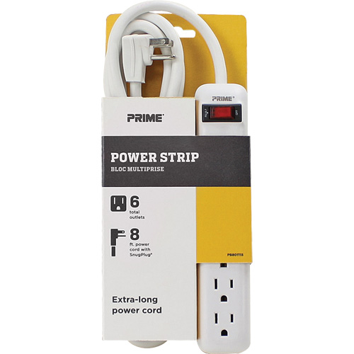 Bloc multiprise, 6 Prise(s), 8', 15 A, 1875 W, 125 V Les Fournitures Industrielles Méga