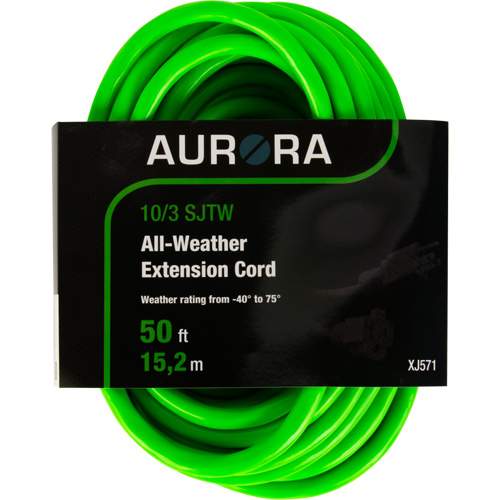 Industrial Extension Cord, All-Weather, SJTW, 10/3 AWG, 15 A, 50' Les Fournitures Industrielles Méga