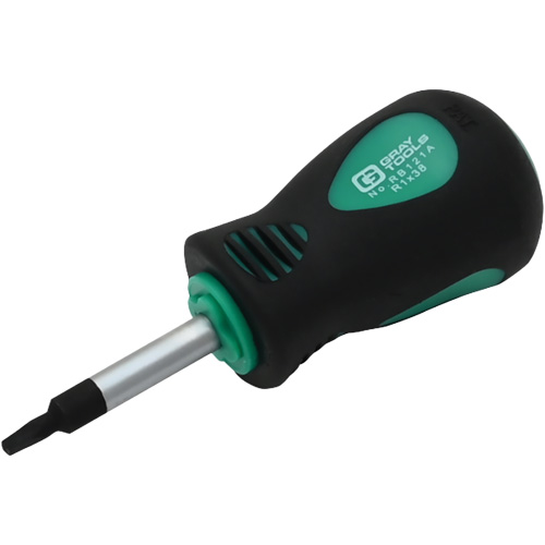 Stubby Square Recess Screwdriver, #1 Tip, Round, 3-1/4" L, Cushion Grip Handle Les Fournitures Industrielles Méga