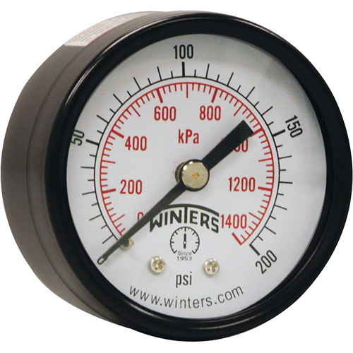 Manom&egrave;tre &eacute;conomique,  2", 0 - 200 psi, Fixation arri&egrave;re, Analogique Les Fournitures Industrielles Méga