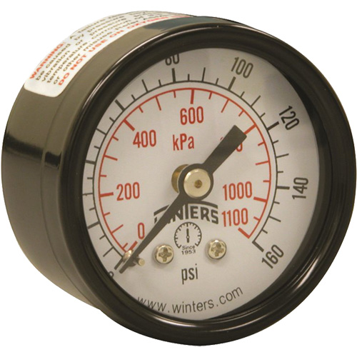 Economy Pressure Gauge, 1-1/2" , 0 - 160 psi, Back Mount, Analogue Les Fournitures Industrielles Méga