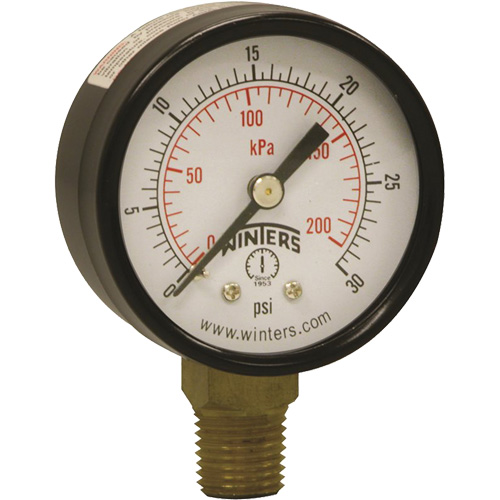 Manom&egrave;tre &eacute;conomique,  2", 0 - 30 psi, Fixation inf&eacute;rieure, Analogique Les Fournitures Industrielles Méga