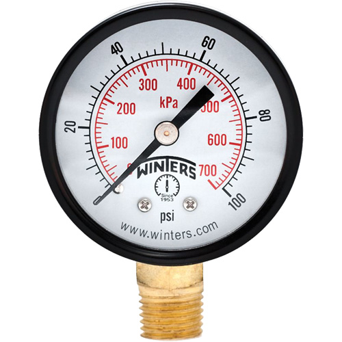 Manom&egrave;tre &eacute;conomique,  2", 0 - 100 psi, Fixation inf&eacute;rieure, Analogique Les Fournitures Industrielles Méga