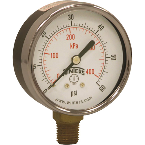 Manom&egrave;tre &eacute;conomique,  2-1/2", 0 - 60 psi, Fixation inf&eacute;rieure, Analogique Les Fournitures Industrielles Méga