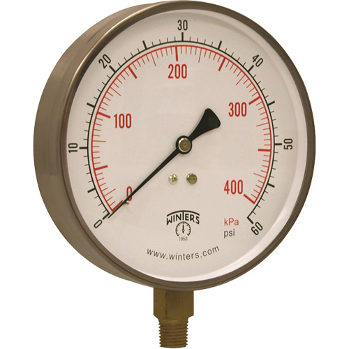 Manom&egrave;tre en acier inoxydable,  2-1/2", 30" Hg Vac, Fixation inf&eacute;rieure, Analogique rempli de liquide Les Fournitures Industrielles Méga