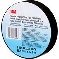 764 General-Purpose Vinyl Tape, 25.4 mm (1") W x 32.9 m (108') L, 5 mils, Black Les Fournitures Industrielles Méga
