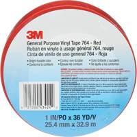 Ruban en vinyle pour travaux g&eacute;n&eacute;raux 764, 25,4 mm (1") la x 32,9 m (108') lo, 5 mils, Rouge Les Fournitures Industrielles Méga