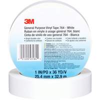 Ruban en vinyle pour travaux g&eacute;n&eacute;raux 764, 25,4 mm (1") la x 32,9 m (108') lo, 5 mils, Blanc Les Fournitures Industrielles Méga
