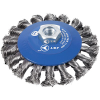 Brosse conique &agrave; m&egrave;ches torsad&eacute;es, Dia. 5", Fils 0,02", Arbre 5/8"-11NC Les Fournitures Industrielles Méga