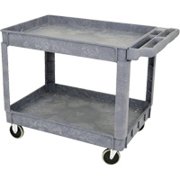 JPTC-3624 Chariot d'atelier robuste en polypropyl&egrave;ne, 2 niveaux, 46" la x 25-1/2" p x 33-1/4" h, 500 lb Cap Les Fournitures Industrielles Méga