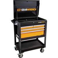 Utility Cart, 4 Drawers, 33" L x 21" W x 42" H, Black/Orange Les Fournitures Industrielles Méga