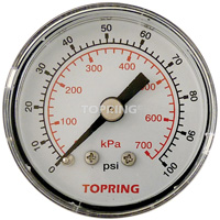 Pressure Gauge, 1-1/2" , 0 - 100 psi, Back Mount, Analogue Les Fournitures Industrielles Méga