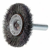 Crimped Wire Wheel Brush with 1/4" Shank, 3" Dia., 0.014" Fill, 1/4" Arbor Les Fournitures Industrielles Méga