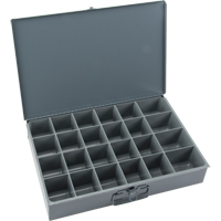 Compartment Scoop Boxes, Steel, 24 Slots, 18" W x 12" D x 3" H, Grey Les Fournitures Industrielles Méga
