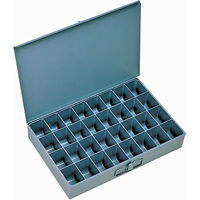 Compartment Scoop Boxes, Steel, 32 Slots, 18" W x 12" D x 3" H, Grey Les Fournitures Industrielles Méga