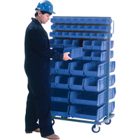 Double-Sided Mobile Bin Rack, Double-sided, 96 bins, 36" W x 24" D x 63" H Les Fournitures Industrielles Méga
