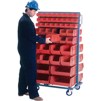 Double-Sided Mobile Bin Rack, Double-sided, 96 bins, 36" W x 24" D x 63" H Les Fournitures Industrielles Méga