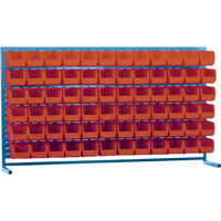 Rayonnage &agrave; persienne avec bacs, 72 bacs, 72" la x 15" p x 40" h Les Fournitures Industrielles Méga