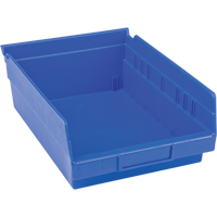 Plastic Shelf Bins, 8-3/8" W x 4" H x 11-5/8" D, Blue, 15 lbs. Capacity Les Fournitures Industrielles Méga