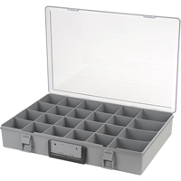 Compartment Case, Plastic, 24 Slots, 18-1/2" W x 13" D x 3" H, Grey Les Fournitures Industrielles Méga