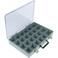 Compartment Case, Plastic, 24 Slots, 15-1/2" W x 11-3/4" D x 2-1/2" H, Grey Les Fournitures Industrielles Méga